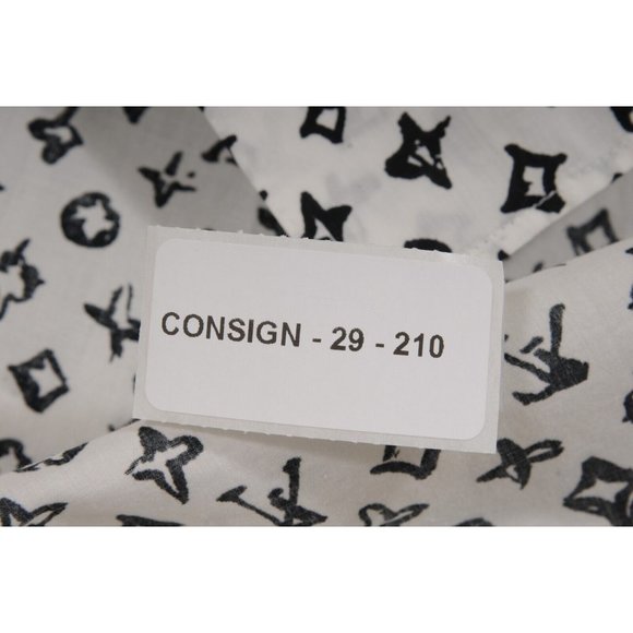 Louis Vuitton Men Logo Button Down Shirt XL White Black Monogram Short Sleeve - Picture 8 of 10